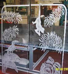 etched glass shower door